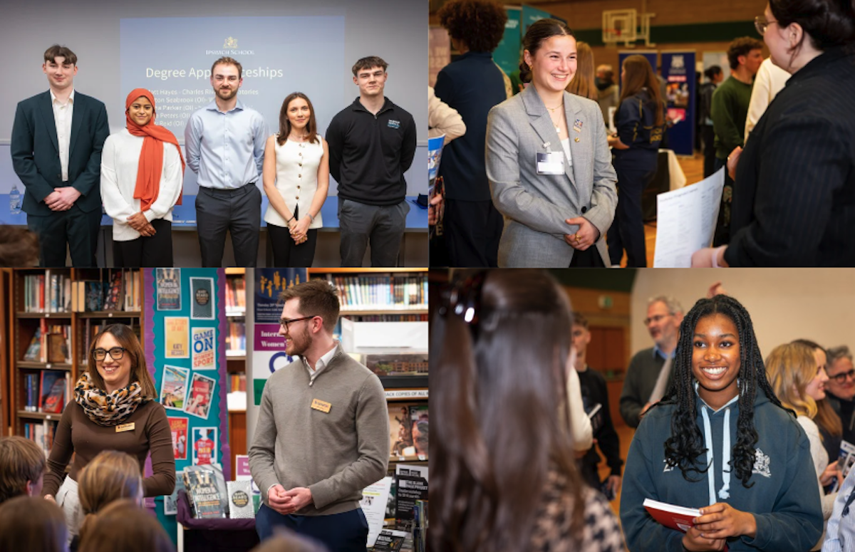 Collage of images from the Ipswich School careers convention